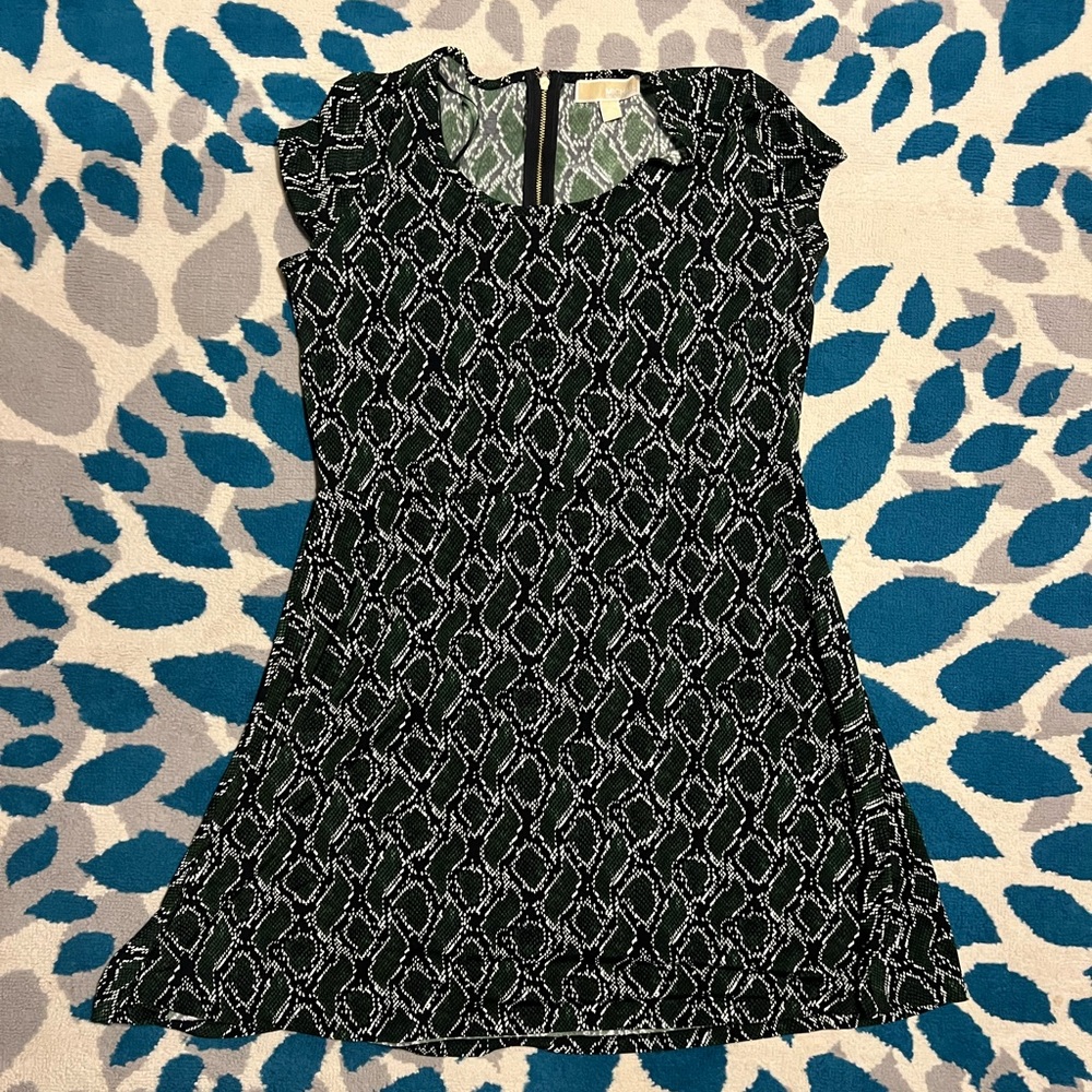 Michael Kors Green Snake Print Skater Dress.  Women’s size XL